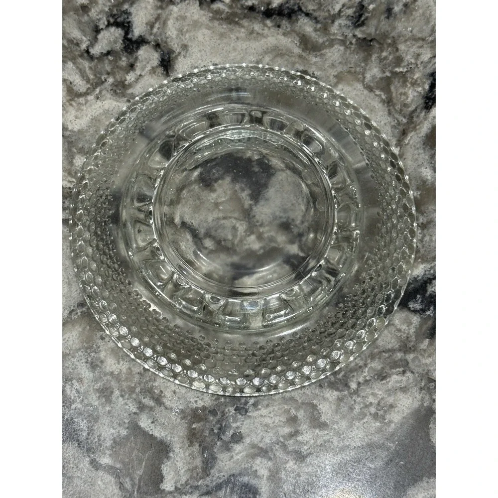 Vintage Round Clear Glass Hobnail Ashtray or Trinket Jewelry Holder 5